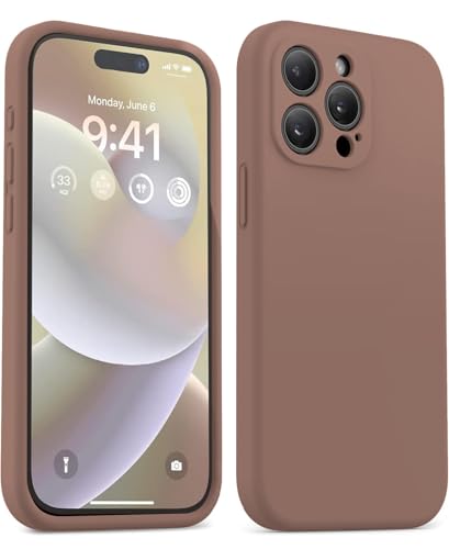 Image of Elzzi Microfiber Square Candy Case Compatible with iPhone 14 PRO Case, Full Body Protective Cover, Shockproof, Slim Phone Case, Anti-Scratch Soft 6.1 inch - (Brown)