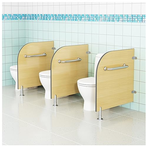 Pantalla de privacidad para orinal de inodoro con barra de agarre, soportes de pared y patas de apoyo, divisor de pared duradero para baño para mayor privacidad en escuelas, jardines de infantes y