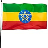 DANF Ethiopia Flag 3ftx5ft Ethiopic Ethiopian National Flags Polyester with Brass Grommets 3x5 Foot Flag