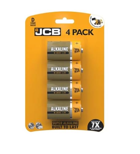 JCB D Super Alkaline Batteries, Pack of 4, 1.5V LR20 MN1300