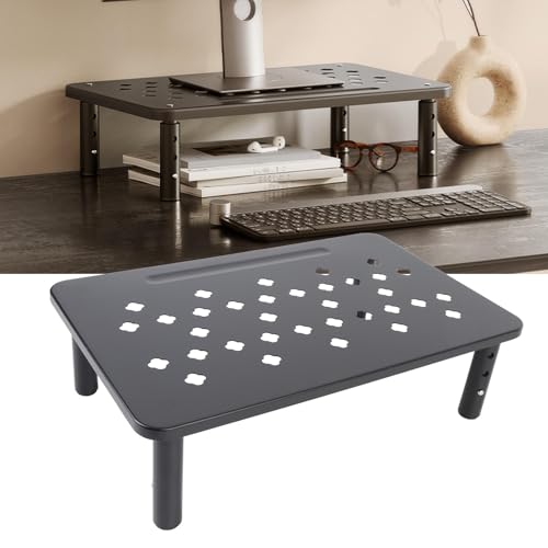 Monitor Stand Riser, capacidad 20 kg, 3 niveles de altura | Construcción en ABS y acero al carbono, orificios ventilados, almacenamiento bajo escritorio, uso en oficina en casa miniatura 7
