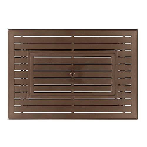 Image of Oakland Living Istanbul-FPT-BN Rectangular 46 in. x 31 in. Aluminum Propane Pit, Glass Beads, Two Covers, Lid, 57,000 BTUs in Brown Finish Fire Table