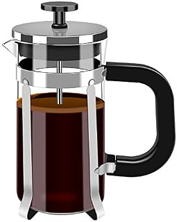 WOODFIB French Press Coffee Maker, 12 oz/350ML Cafetiere Coffee Plunger, Small Tea Press Borosilicate Glass with Stainless Steel Filter, Black