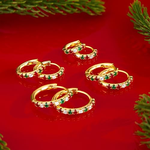 Image of Small Gold Huggie Hoop Earrings Set for Women Men Hypoallergenic 14K Plated Stack Cartilage Earrings, Sterling Silver Multiple Piercing Lightweight Mini Thin Cute Dainty Trendy Jewelry Gifts for Women