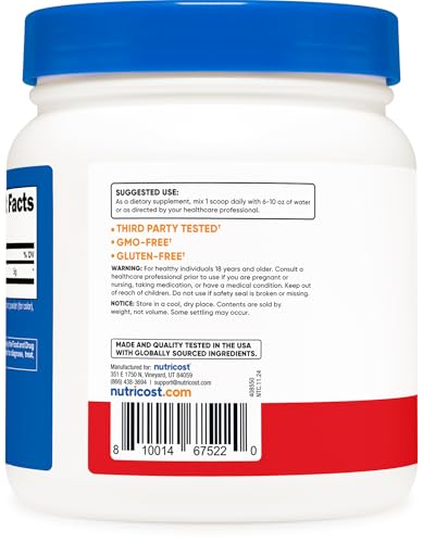 Image of Nutricost L-Glutamine Powder (Fruit Punch) 500 Grams, 76 Servings
