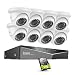 SANNCE 8-Channel HD 1080N Home Security Camera System and (8) 720P Indoor/Outdoor Weatherproof Cameras with IR Night Vision LEDs, Remote Access - NO HDD