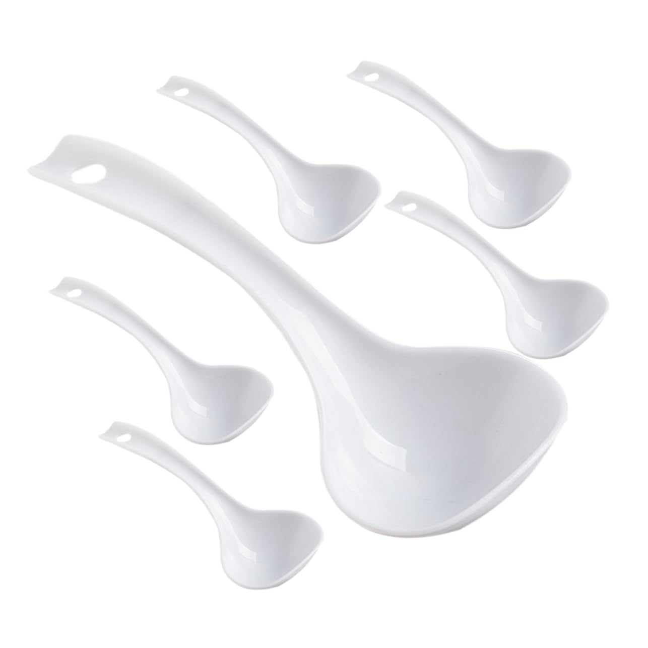 CATIEBYE 6pcs Reusable Ladle Ergonomic Soup and Porridge Spoons for Canteens and Restaurants and Easy to Clean Kitchen Utensils