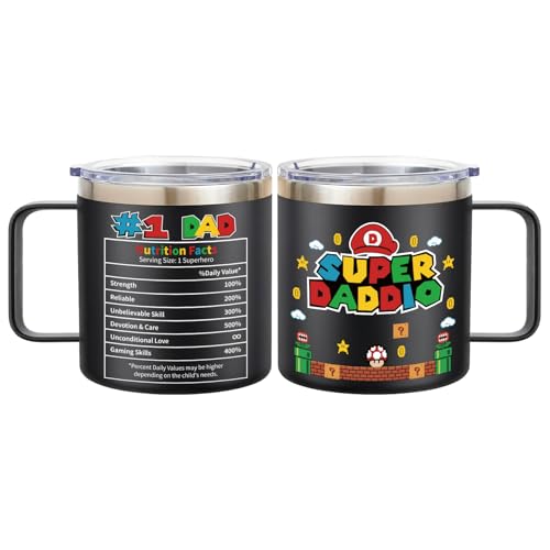 Zarvella Birthday Gifts for Best Dad from Daughter Son Fathers Day Gag Gift for Daddy Husband Funny Tumbler Gift for Men Father 14oz Coffee Mug Tumblers Insulated Stainless Steel Cup with Handle