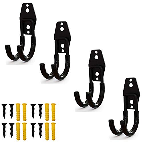 4 PCS Gun Rack Shotgun Hooks Rifle Hangers Archery Bow Felt Lined Wall Mount Storage System Tool Hanging Organizer Powerful Metal Heavy Duty Steel U-Storage Multi-Purpose Unility Hooks Wall Mount