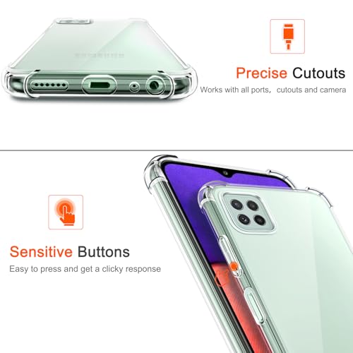 Image of Lustree Back Cover Transparent Case Compatible with Samsung Galaxy A22 5G | Clear + TPU Case with 4 Corner Air Cushion Protection & Camera Protection | Slim& Stylus Cover