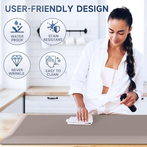 Image of 4 /5 Inch Thick Kitchen Mat Anti Fatigue Mat Kitchen Rugs Kitchen Decor Non-Slip, Stain & Water Resistant, Kitchen Mats Desk Mat for Kitchen, Office, Workshop, Khaki, 17'' x 60''