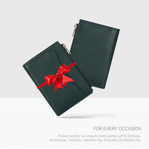 Image of Oak Leathers Leather Wallet For Women - Small RFID Coin Purse Credit Card & ID Holder for Ladies, Gift for Women's, Bifold Wallets (Nappa Dark Green)