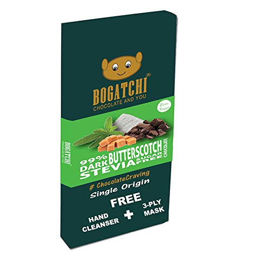 Image of BOGATCHI Immunity Booster Sugar Free 99% Dark Chocolates with Stevia, Vegan Dark Chocolate with Butterscotch, 8 Pcs