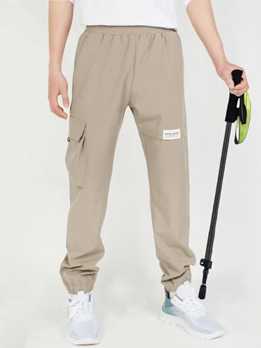CAMLAKEE Boys' Cargo Joggers Pants Kids Elastic Waist Water Resistant Youth Outdoor Hiking Pants2
