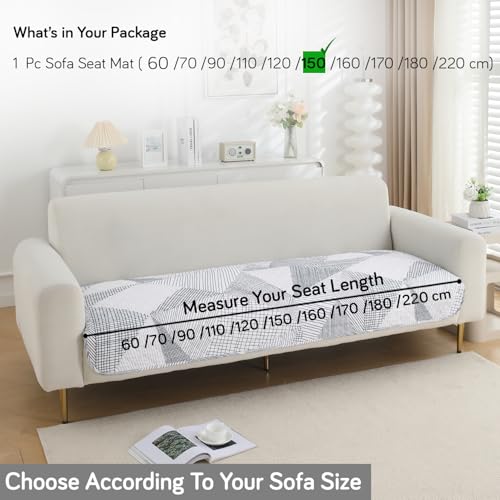 Image of HOKIPO 'Elira Series' Water Repellent + Waterproof Quilted Sofa Mats | Make Your Own Sofa Cover Set | Length 150cm - Snow White Black Geometry (AR-5246-C9)