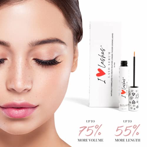 I Love Lashes Outlaw Cosmetics - Premium Lash Growth Serum For Natural Lashes Or Lash Extensions, Eyelash Serum Lash Primer Oil-Free, Vegan & Cruelty-Free #TOP1
