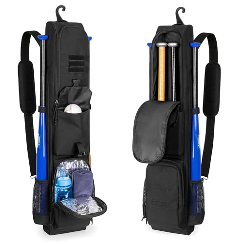 DSLEAF Baseball Bat Bag Holds up to 6 Bats Large Capacity Softball Bat Bag with Back Fence Hook and Adjuastbale Shoulder Straps for Men and Women