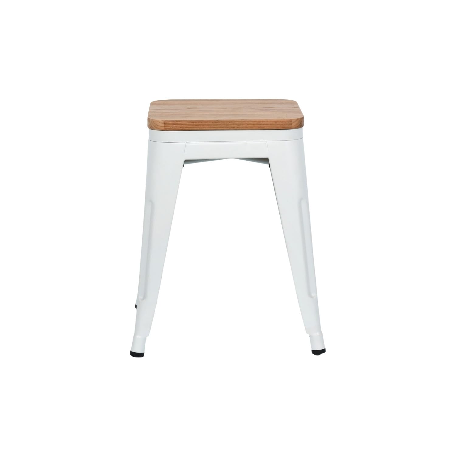 THINIA HOME Pack 2 Taburetes Bajos Industriales Apilables de Acero y Madera 38x38x46cm