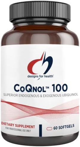 Designs for Health CoQnol 100mg – CoQ10 Ubiquinol with Superior Bioavailability + Exclusive Absorption Technology – Double CoenzymeQ10 Boost with GG – Heart, Healthy Aging + Cell Support (60 Softgels)