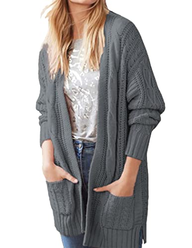 Hotouch Long Cardigan Sweater For Women Fall Chunky Knit Long Sleeve Open Front Boyfriend Outwear Pockets Grey Xl #TOP10
