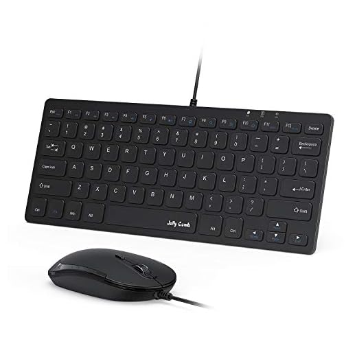 USB Keyboard and Mouse,Jelly Comb Ultra Thin Small Compact Wired Keyboard and Mouse High Definition Optical for Computers, Laptop, PC, Desktop, Laptop,Windows(Black)