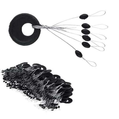 NOPKESV 600 Gummi Angeln Bobber Stopper - Gummistopper Schnurstopper Angeln - 6-in-1 Gummiperlen Posen Angeln(Schwarz oder gelb)