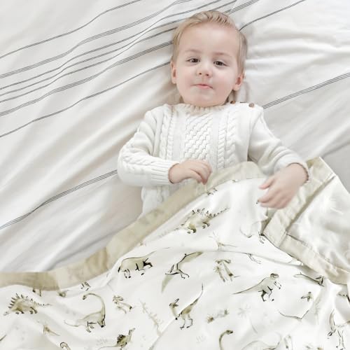 Image of GRSSDER Cotton Muslin Quilt Blanket - Silky Soft and Breathable Baby Blanket Quilt, Oversized Muslin Blankets for Newborns, Toddlers & Kids, 6 Layers Reversible Design for All Seasons, 47 inch x 47 inch
