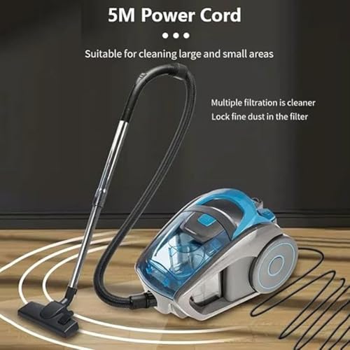 Aspirapolvere a cilindro senza sacco leggero, 2500 W, ciclonico con spazzola girevole, a basso rumore, per tappeti, pavimenti duri, casa, cucina, divano, auto