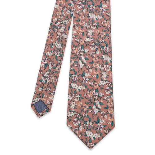 Image of Cotton Floral Ties for Men 2.76 inch Men's Skinny Tie Linen Flower Printed Neck Tie for Wedding Dating Party