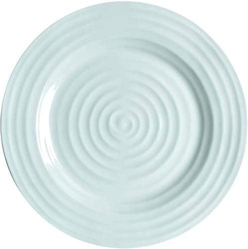 Portmeirion Sophie Conran Celadon Platos llanos  Juego de 4 platos de cena, pasta y aperitivo  11 pulgadas  Hecho de porcelana  Apto para microondas
