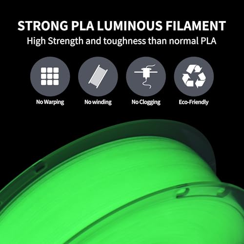 Image of RAMBERY Glow in The Dark Green 3D Printer Filament Luminous PLA Filament 1.75mm 3D Printing Filament Fit Most FDM Printers, 1kg(2.2lbs) /Spool