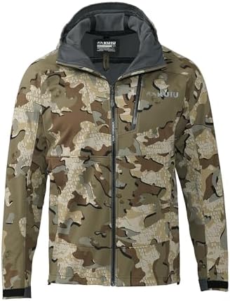 KUIU Axis Hybrid Hooded Jacket – Waterproof Paneling, Wind Resistant, Fleece-Lined Soft Shell for Active Cold Weather Hunting