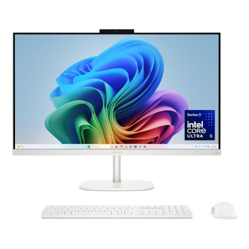 Image of HP OmniStudio 27 inch All-in-One Desktop Next Gen AI PC, QHD Display, Intel Core Ultra 5 322, 16 GB RAM, 1 TB SSD, Intel Graphics, Windows 11 Home, Cotton White, 27-cy0650 (2026)