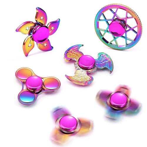 SCIONE Lot de 6 Hand Spinners Métalliques - Jouets Sensoriels Premium pour ADHD et Anti-Stress | Jouets Discrets pour la Concentration Enfants & Adultes |...