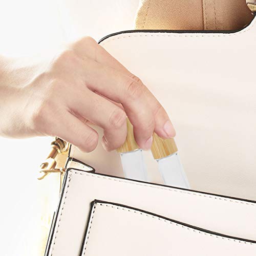 Glass Roller Bottles 10Pcs Refillable Bottle 10Ml Roll On Glass Spray Bottle For Essential Oil Roller Bottles Vials Cosmetic Container With Bamboo Lids #TOP4