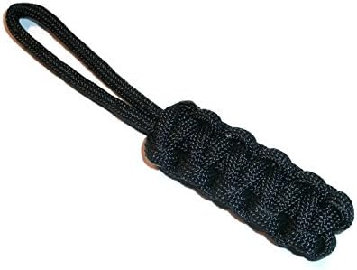 Zipper Pulls - Knife Lanyards - Equipment Lanyards - Paracord Cobra Style - Choose Your Color & Size (Qty 5) (Black, 4 inch)