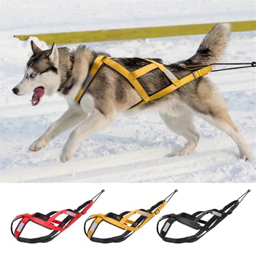 AYWTIUN Schlittenhundegeschirr Hundeschlittengeschirr Haustiergewicht Ziehen Schlittengeschirr Mushing X-Back Geschirr for große Hunde Husky Canicross Skijöring Scootering(Red,M)