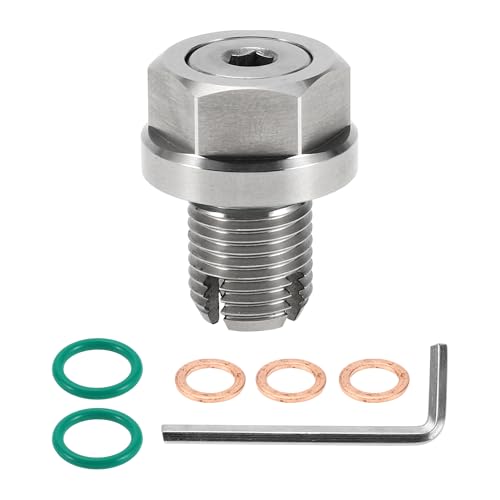 TUCKBOLD Tapón De Drenaje De Aceite Para Coche Motocicleta Barco Anti Fugas Tornillo De Reparación De Rosca De Tornillo De Cárter En Tono Plateado Con 3 Juntas De Cobre M12.1-1.25mm