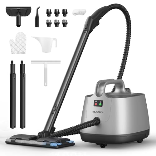 Image of Steamer for Cleaning, Aspiron Multipurpose Portable Canister Steamer with 21 Accessories, Chemical-free, Steam Cleaner Carpet and Upholstery Floors Car Kitchen Tiles, 1.5L Capacity