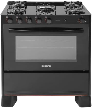 SUGGAR FOGÃO COOK GLASS PRETO MESA DE VIDRO 5 BOCAS MEGA CHAMA TR...