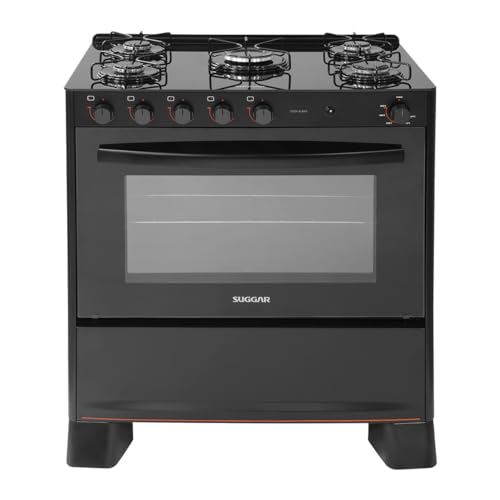 SUGGAR FOGÃO COOK GLASS PRETO MESA DE VIDRO 5 BOCAS MEGA CHAMA TREMPE 6 APOIOS ACENDIMENTO AUTOMÁTICO FGVCG510PT