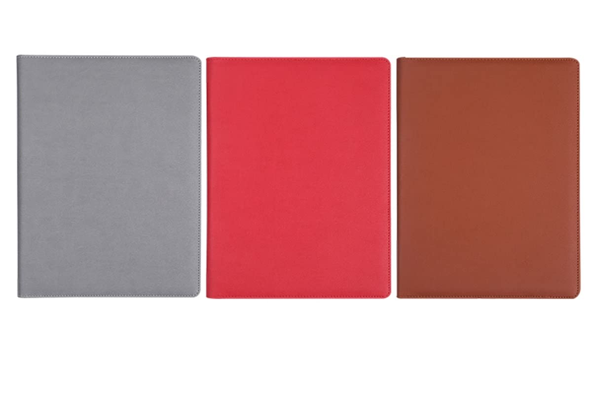 Classeur Portfolio A4, Portefeuille A4 en Cuir synthétique avec Pochette for Calculatrice, Ordinateur Portable, Tablette, Marron et Rouge(Red)