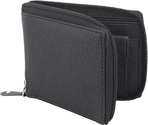sagiron Men Black Artificial Leather Zipper Wallet with Detachable (8 Card Slots) (Black)-picture-10