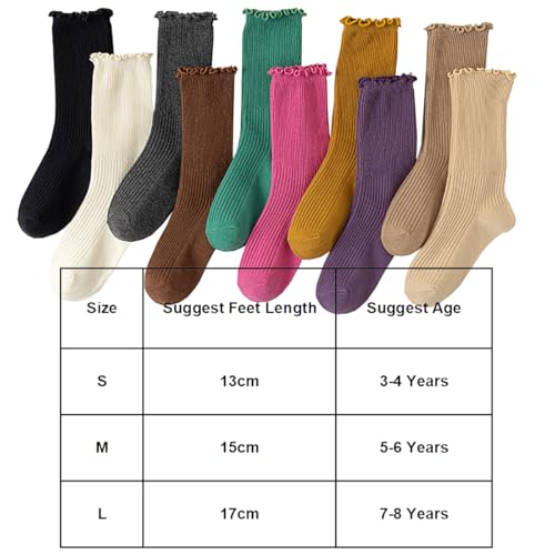 5 Pairs Kid Girls Ruffle Crew Socks Casual Comfy School Uniform Ankle Socks Cute Lightweifht Frilly Dress Socks2