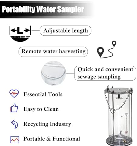 Stainless Steel Water Sampler for Rivers & Lakes - Field Water Sample Collection Tool for Environmental Monitoring & Water Quality Testing