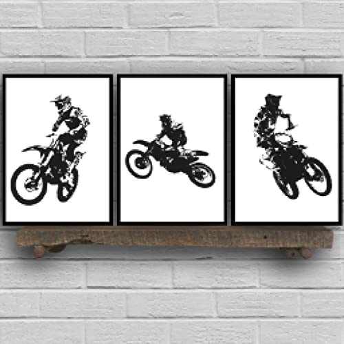 Affiche Moto Motocross Noir et Blanc 70x100cm pour Déco Art Moderne