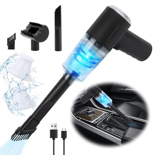 Aspiradora de Mano,Mini Aspirador Coche Potente,Aspiradora sin Cable Carga USB 6000 Pa 120W, Mini Aspiradora De Mano Kit Accesorios de Limpieza para El Coche Mujeres Y Hombres,para Coche Oficina Hogar