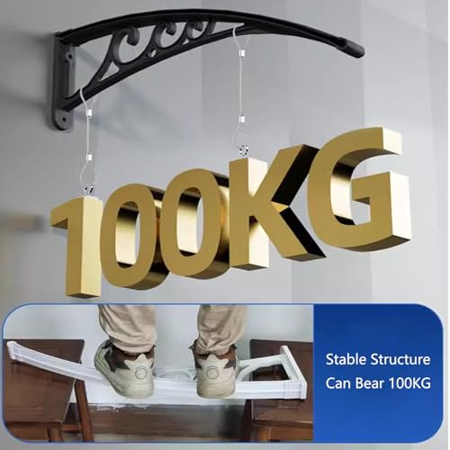 Door Canopy Awning, Polycarbonate Window Awning for Patio, Entrance Shelter, Weather-Resistant Canopy, Sizes: 60/80/100/120/150 cm (80x200 cm) - Image 4