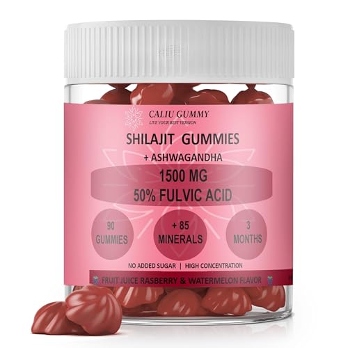 CALIU GUMMY | Shilajit gominolas | 90 | 50% ácido fúlvico | 3 meses | 1500 mg de shilajit puro con Ashwagandha natural | +85 minerales | Suplemento hombres | Energía, vitalidad y bienestar | Himalaya