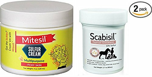 4 Oz Tub Mitesil 10% Sulfur Cream with Australian Tea Tree Oil & 2.5 Oz Scabisil 10% Sulphur Ointment, Mite, Itchy Skin, Multipurpose